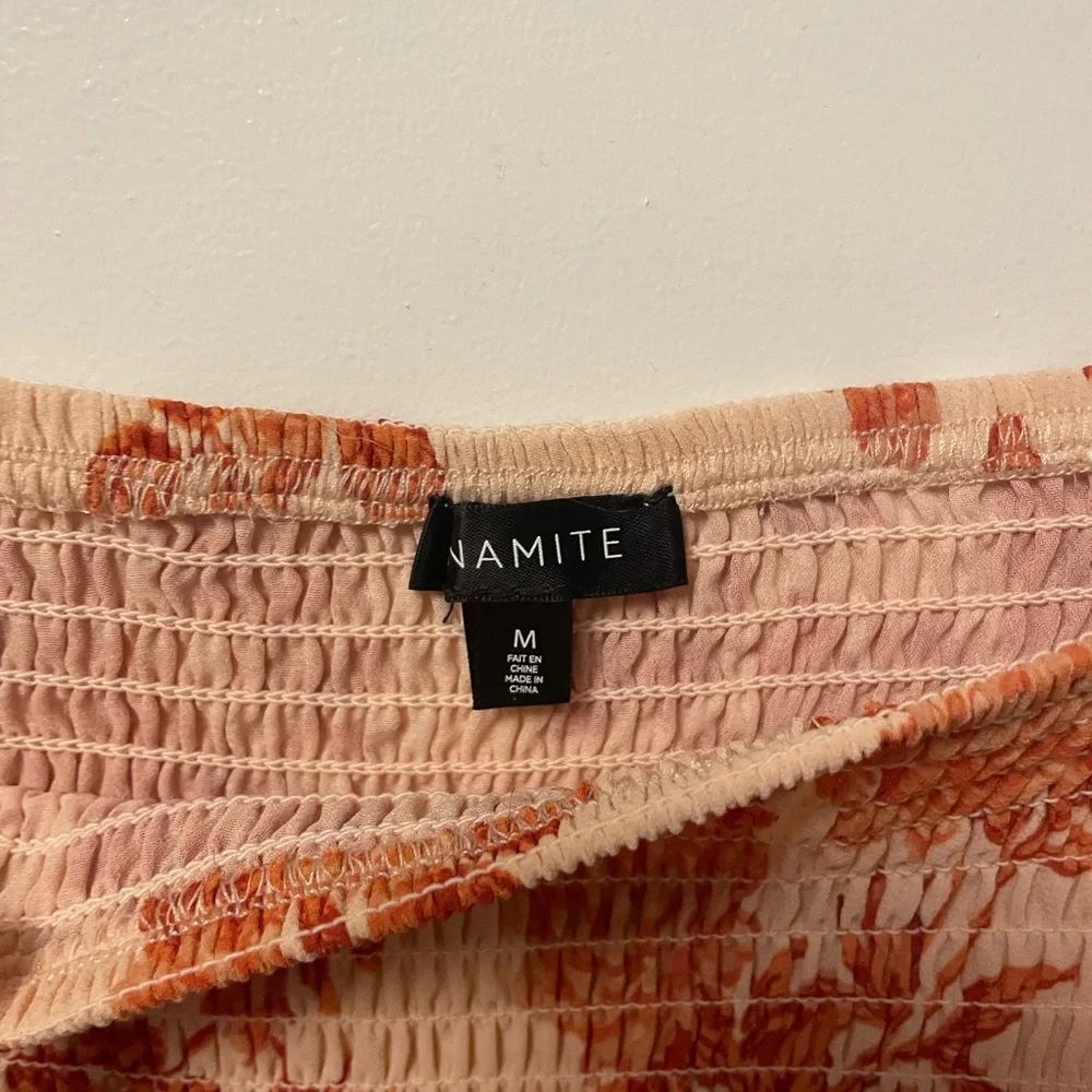 Dynamite Orange Smocked Crop Blouse - Picture 2 of 3
